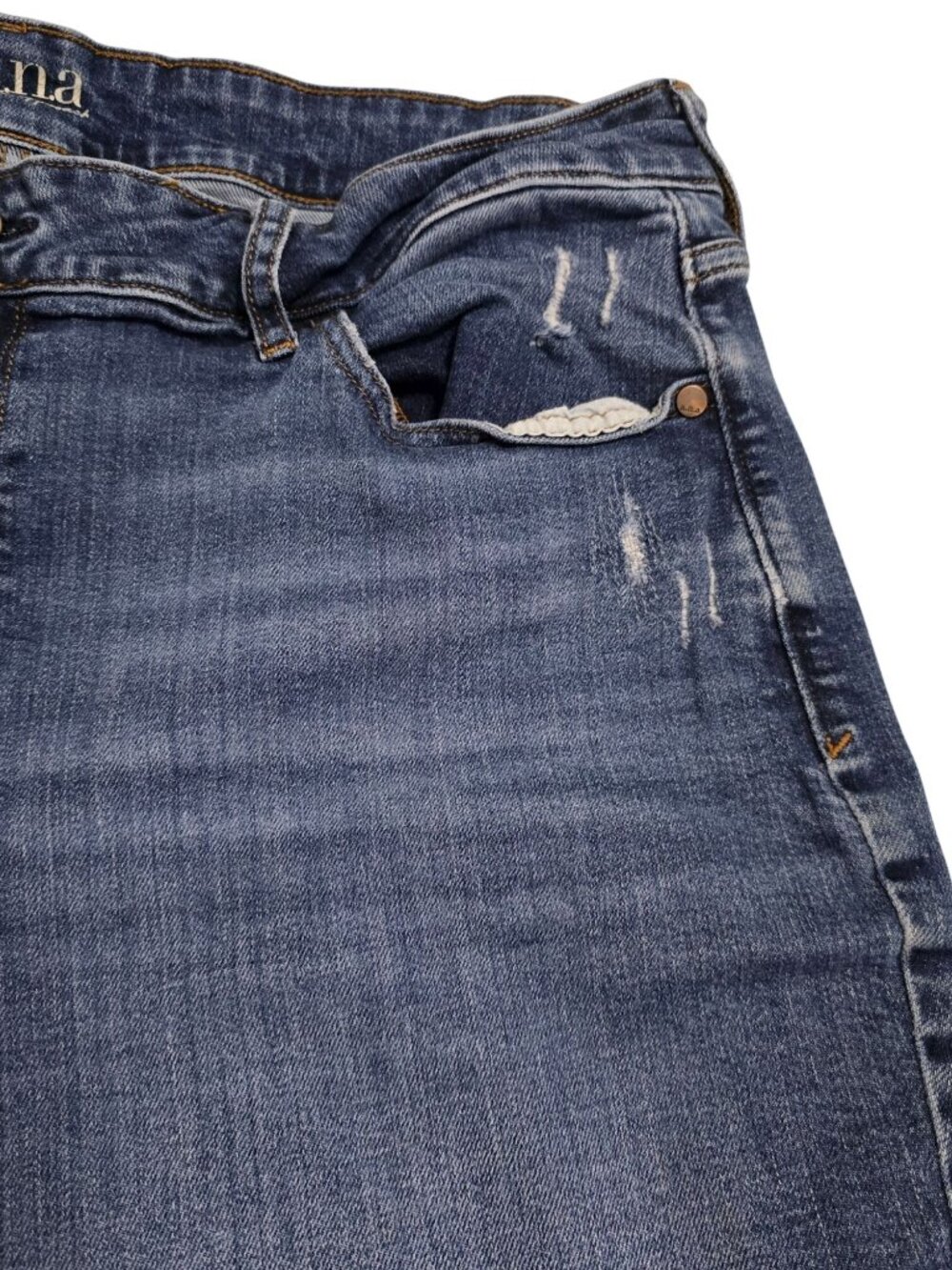 Set of 2 ANA Womens High-Rise Denim Shorts 18W and 20W Frayed  Stretch 8" Inseam - Picture 5 of 12